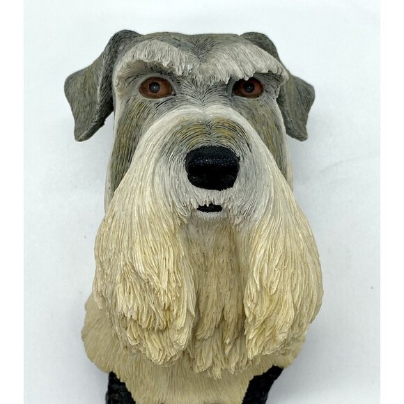 Schnauzer Dog Realistic Head Figurine Hook Gray Cream Heavy Large Leash Towel - Picture 2 of 6